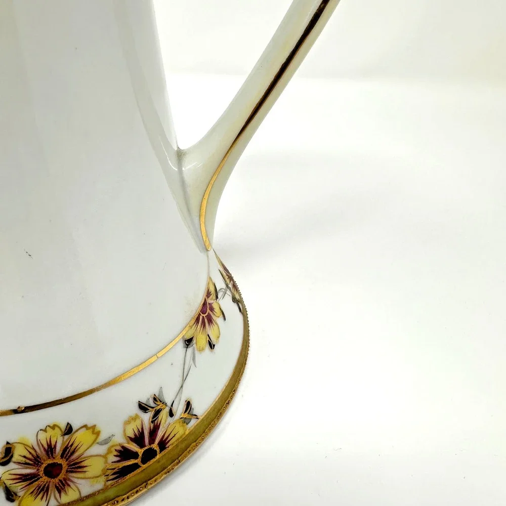Antique‎ Nippon Hand Painted Chocolate Pot Floral Gold Gilt Japan Porcelain